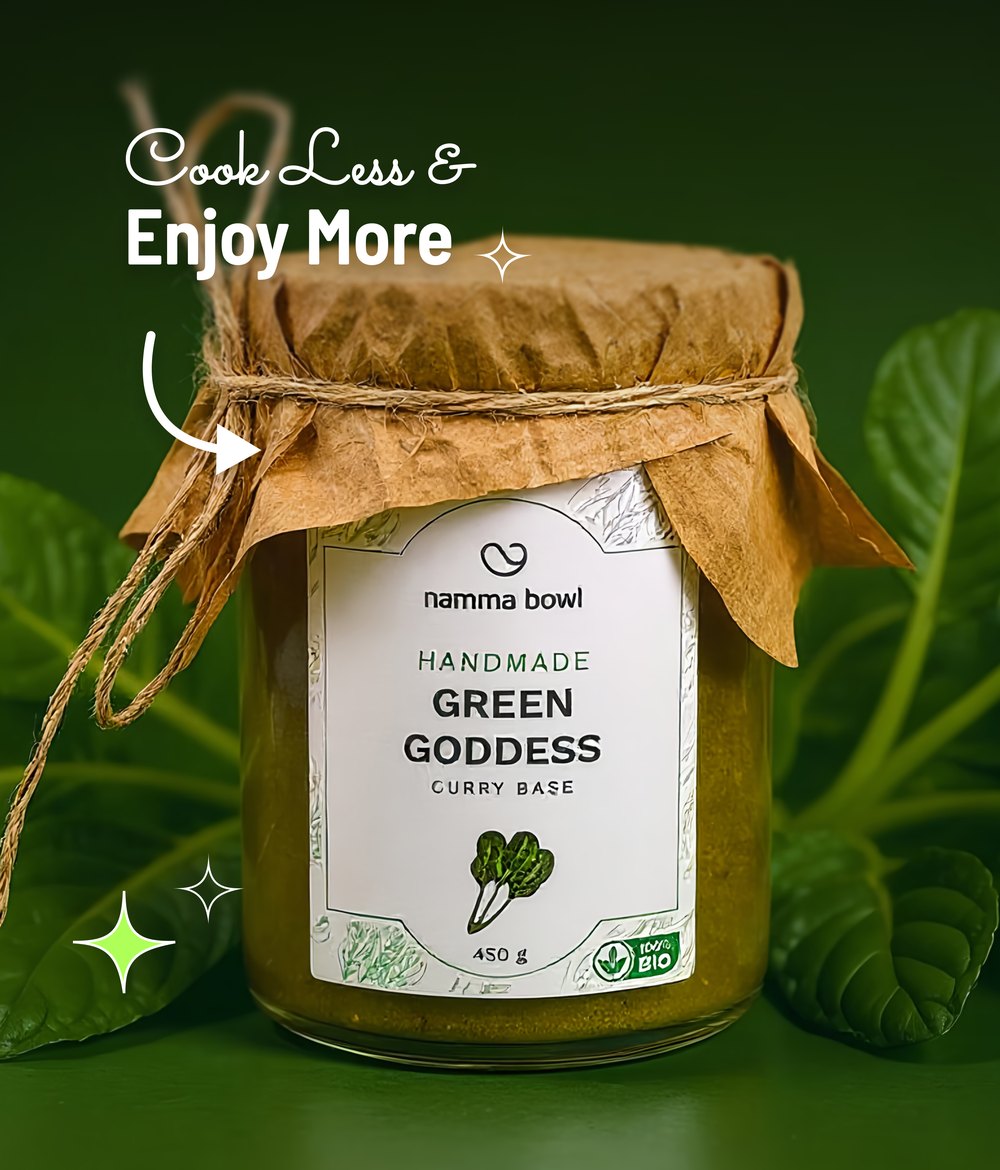 Green Goddess jar styled with fresh greens